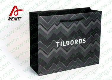 Shirt Shop Black Custom Branded Paper Bags With Logo Matte Lamination Suface