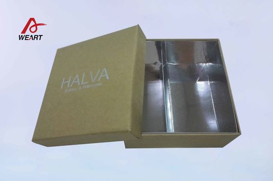 Personalize a caixa do papel de embalagem de Brown, Carimbo quente de empacotamento da tira do LOGOTIPO das caixas do presente